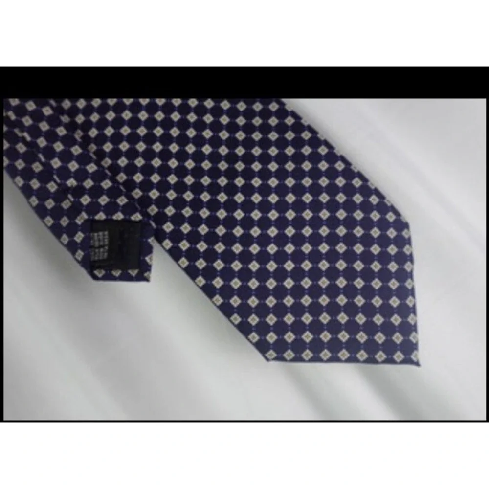 Fabris Venezia Tie‎ 100% Silk Navy Pattern Luxury Made in Italy Mens Necktie